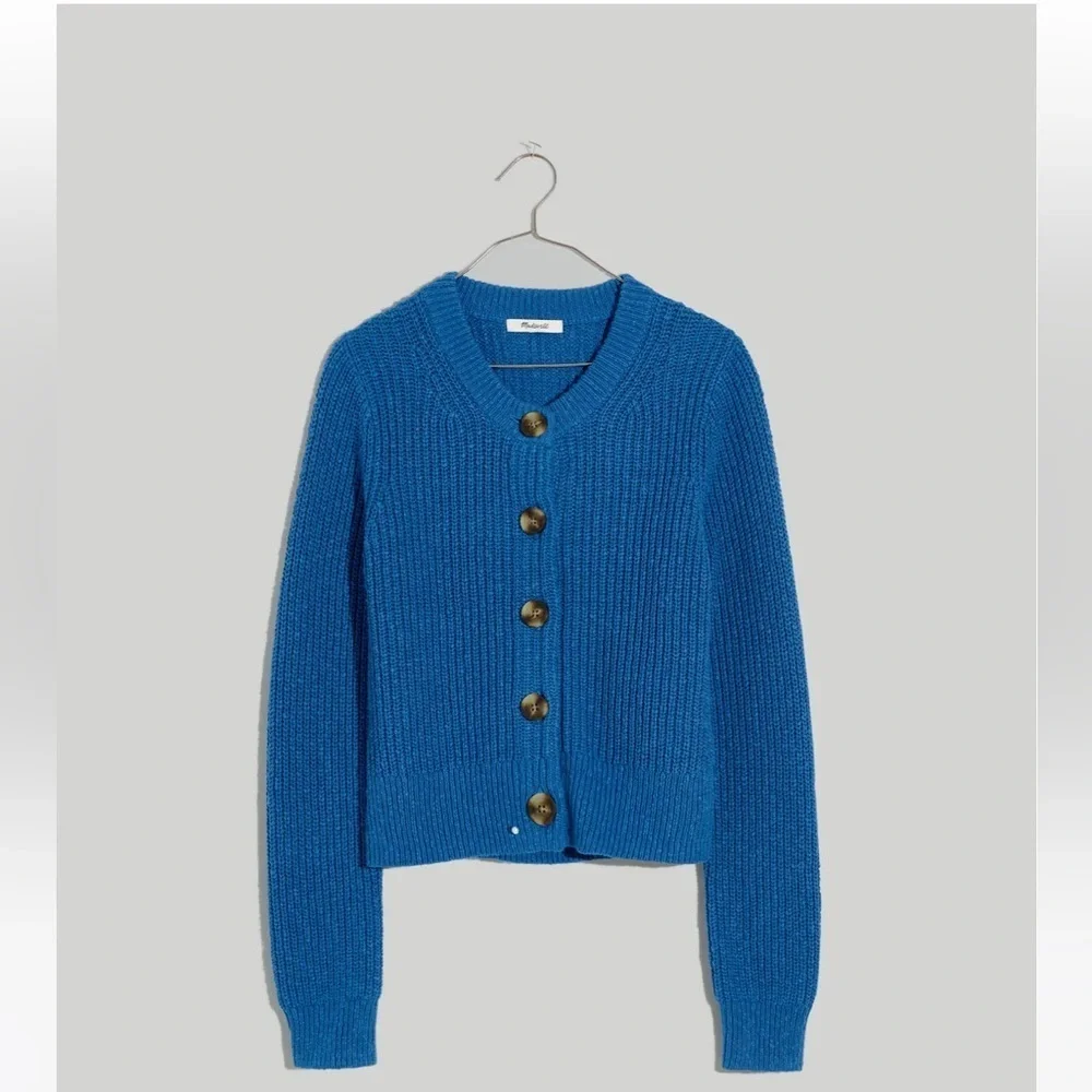 MADEWELL | Textural-Knit Cardigan Sweater hermitage blue - Picture 9 of 9